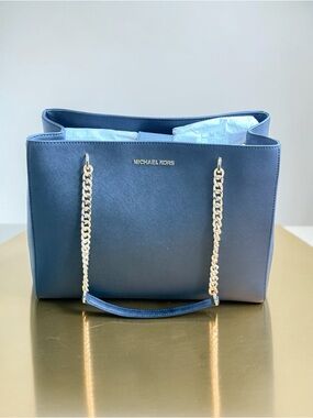 Michael Kors Black Chain-Handle Saffiano Tote